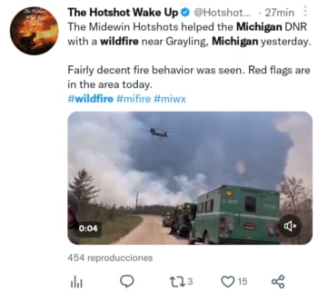 Incendio forestal en Michigan
