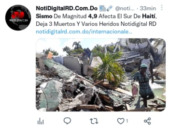 Sismo magnitud 4.9 Haití