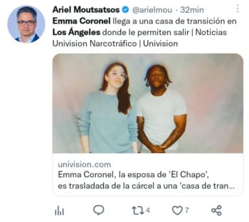 Emma Coronel es trasladada Los Ángeles