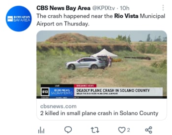 Accidente avioneta Rio Vista