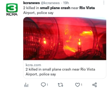 Accidente avioneta Rio Vista