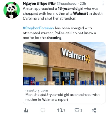 Tiroteo Walmart niña herida