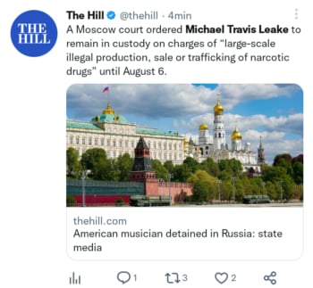 Musico estadounidense arrestado en Rusia