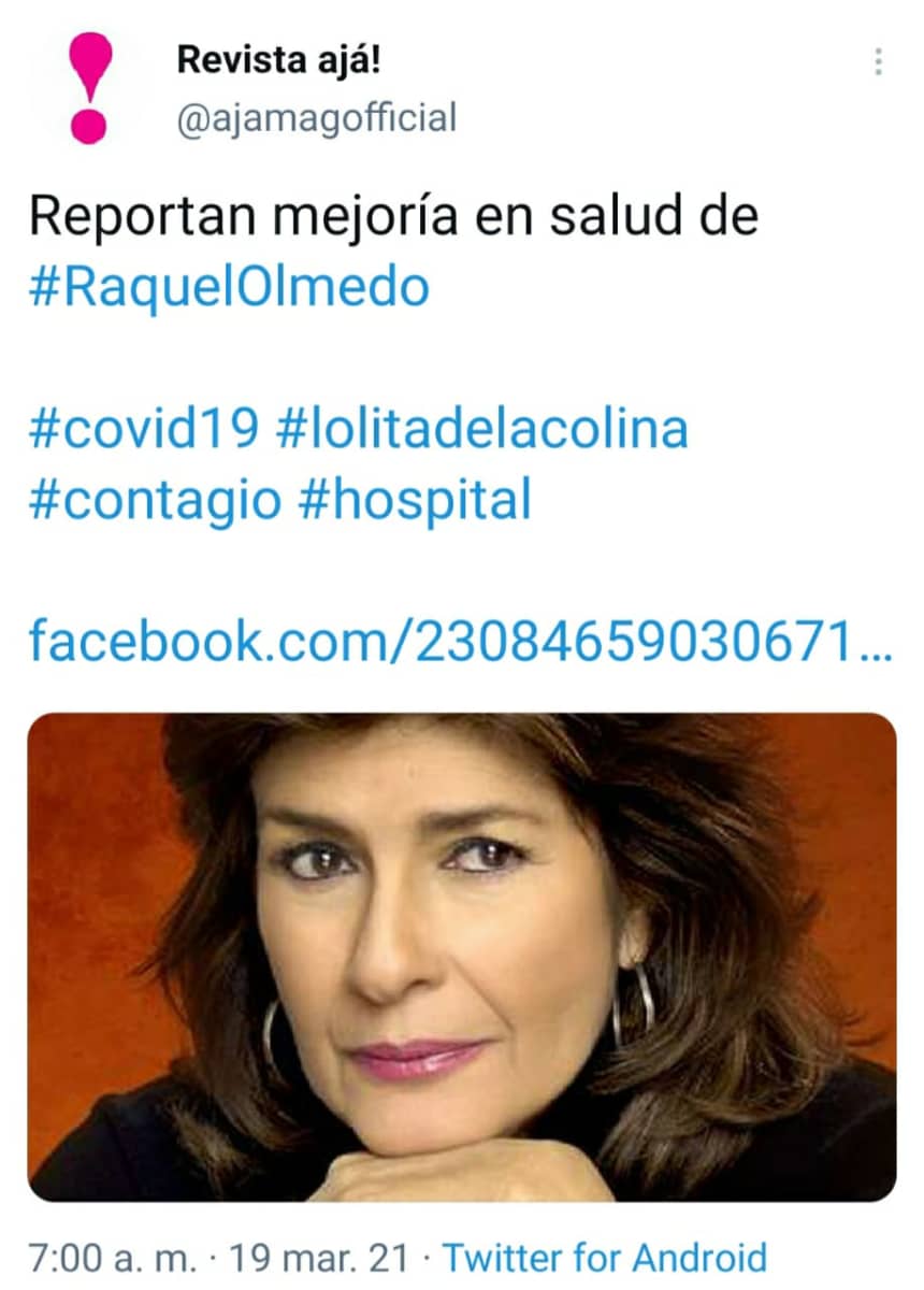 After 15 days in intensive therapy for coronavirus, Raquel Olmedo shows improvement