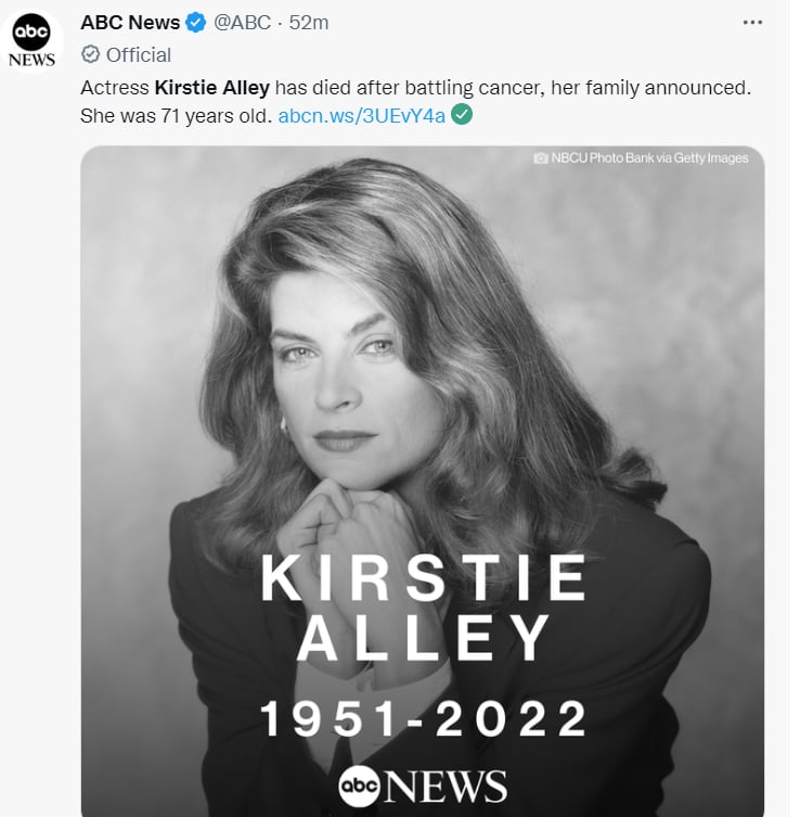 Muere Kirstie Alley: ¿Qué ocurrió?