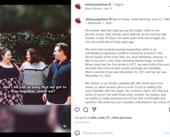 ¿Qué le pasó a la madre de Whitney?
