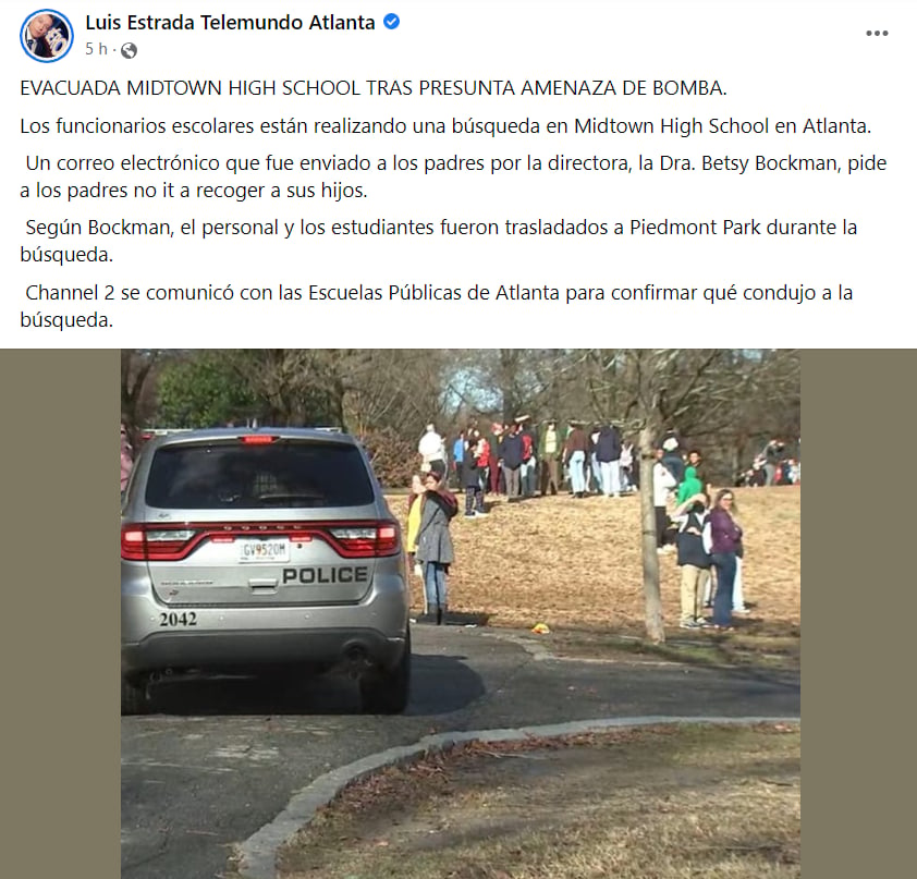 REPORTAN AMENAZA DE BOMBA EN HIGH SCHOOL