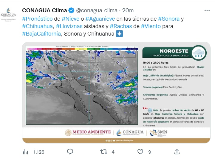 PRONOSTICAN MAL TIEMPO EN MÉXICO