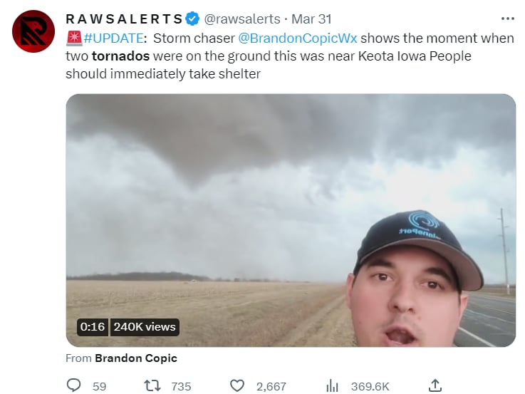 ¿Qué zonas peligraron por tornados?