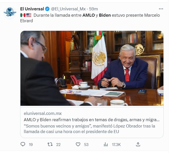 LA CASA BLANCA CONFIRMA LLAMADA ENTRE LOS PRESIDENTES