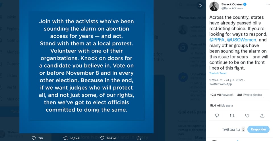 Barack Obama reacciona aborto: "No lo hace menos devastador"