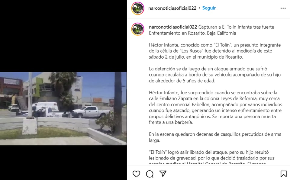 Tolin Infante capturado Rosarito: ¿Por salvar la vida de su hijo?
