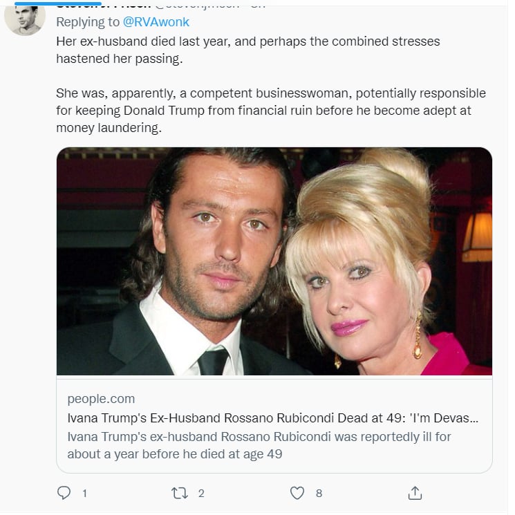 Esposo Ivana Trump muerte: ¿Prefirieron una amistad?