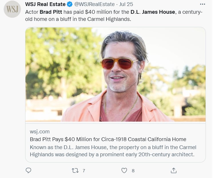Brad Pitt compra casa: ¿La compra más cara del sector?