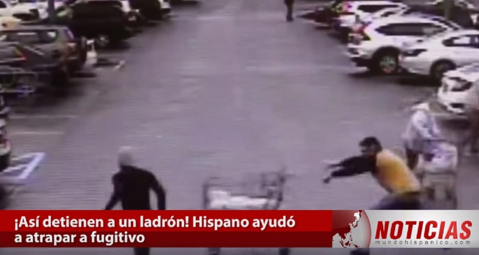 Hispano lanzó carretilla contra delincuente para que policía lo enganchara
