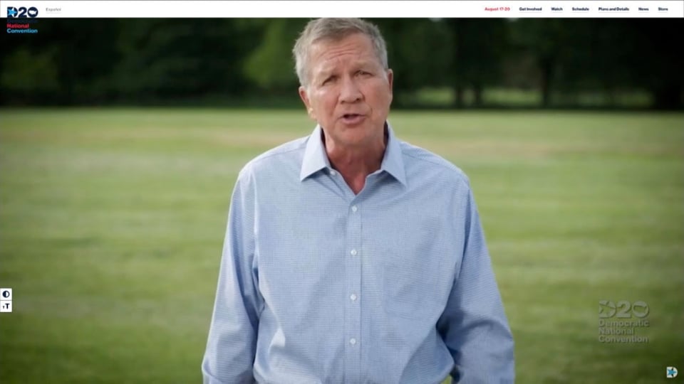 Exgobernador republicano John Kasich muestra su apoyo a Biden