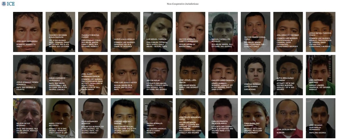 ICE publica fotos de inmigrantes delincuentes que podrían ser liberados en ciudades ‘santuario’