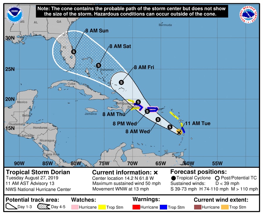 Autoridades en Atlanta alertan ante posible impacto de tormenta Dorian
