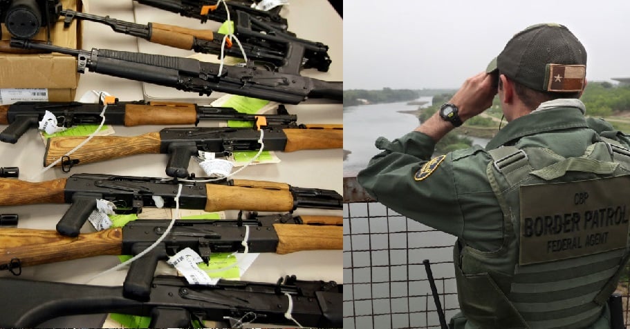 Inmigrantes cruzan frontera al norte, armas hacia el sur