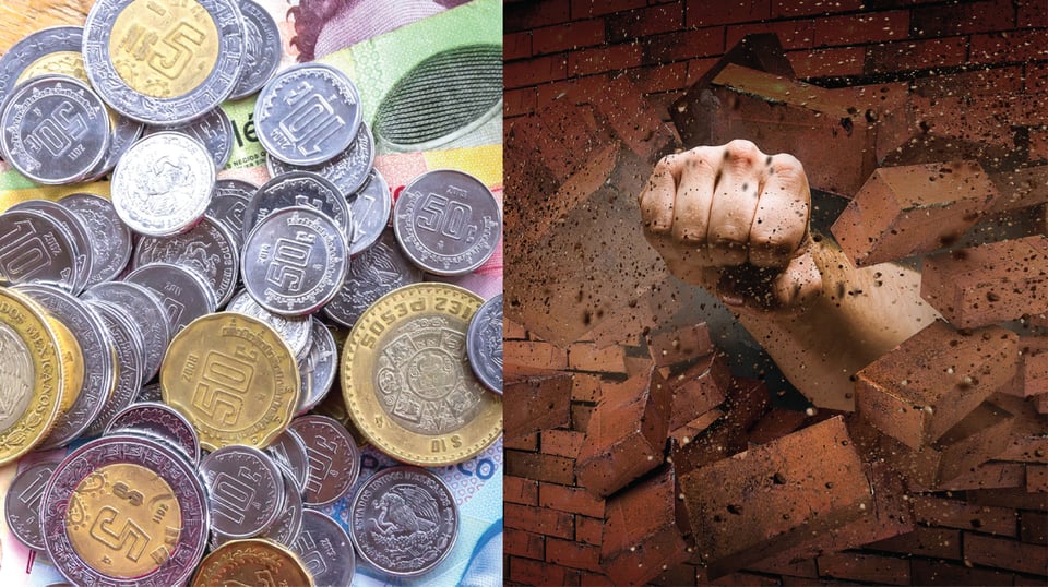 Peso mexicano 17 marzo rompe la barrera de las 23 unidades y se ubica en un mínimo histórico
