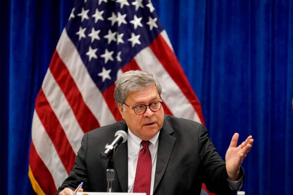 William Barr declaró no haber encontrado evidencia de fraude en elecciones