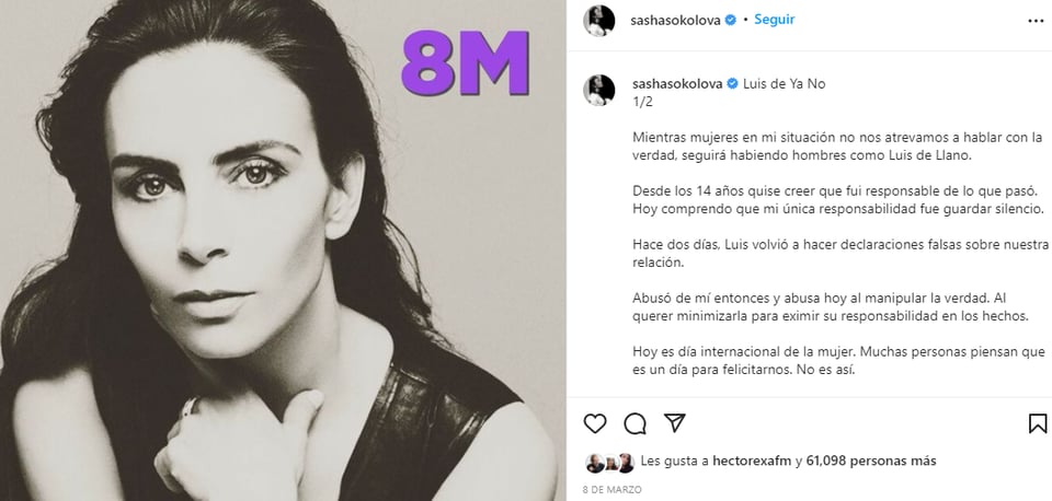 Sasha Sokol denunció: Dice que Luis de Llano ya está notificado