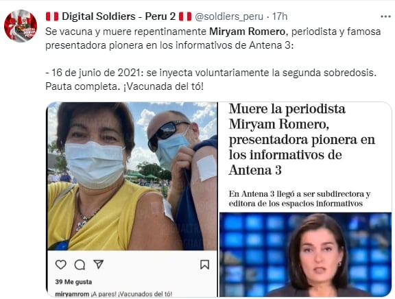 Anuncian la muerte de Miryam Romero