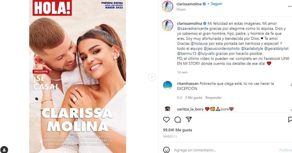 Clarissa Molina festeja a su novio