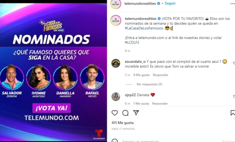 Gala salvación en la Casa de los Famosos