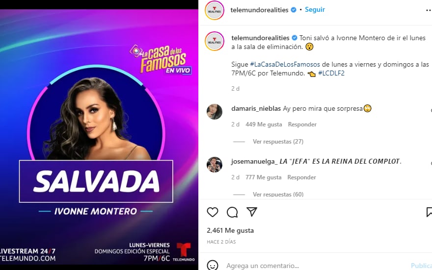Ivonne fue salvada por Tony