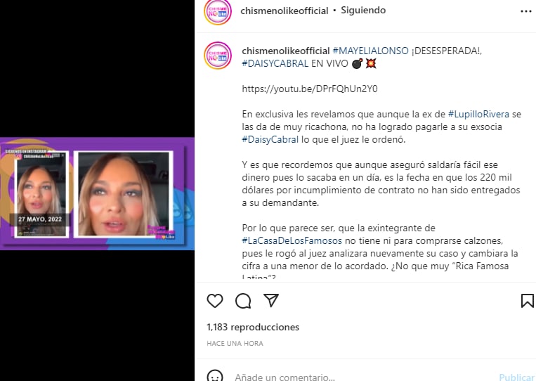 Mayeli Alonso no tiene dinero: Mayeli no tiene dinero para pagarle a Daisy