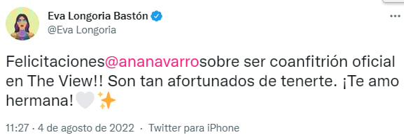 Hispana Ana Navarro The View: Recibe el apoyo de Eva Longoria