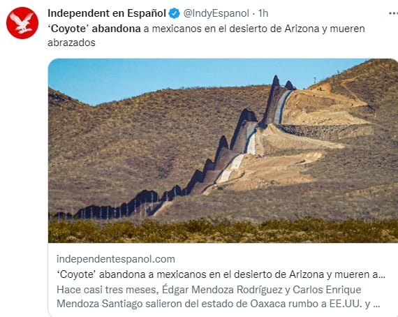 Mueren abrazados migrantes mexicanos : Su padre fue notificado del abandono