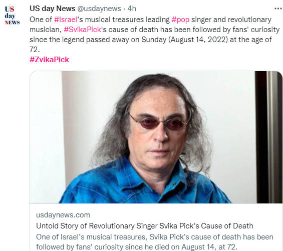 Muere Zvika Pick: Se convierte en el rey del pop israelí