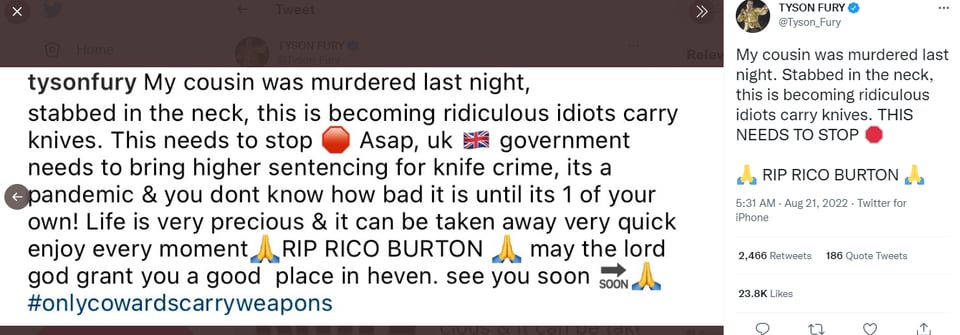 Tyson Fury primo asesinado: Policía va tras sospechosos
