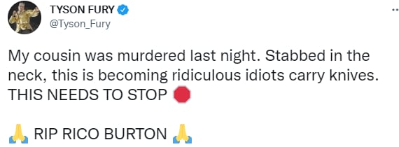 ¡Tyson Fury anuncia que apuñalaron a su primo!