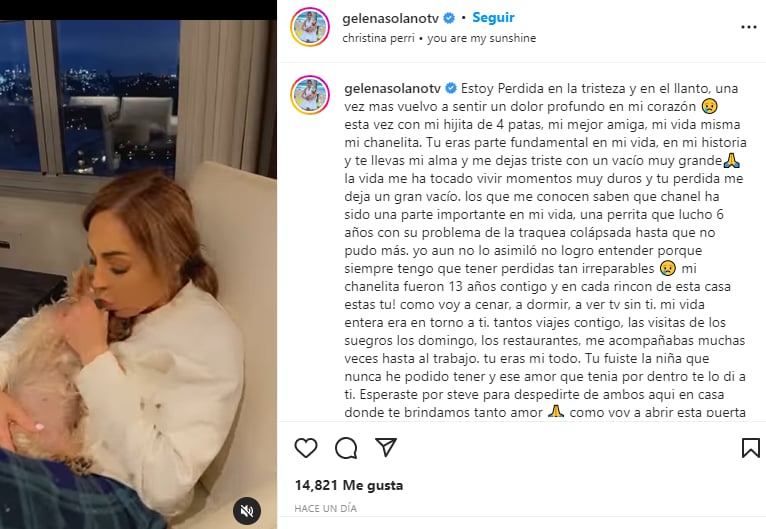 Sumamente dolida por su perdida