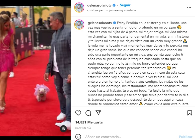 Gelena Solano de luto: Le dedica conmovedor mensaje
