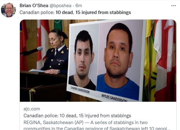 Personas murieron apuñaladas Canadá: Victimas fueron llevadas de inmediato al hospital