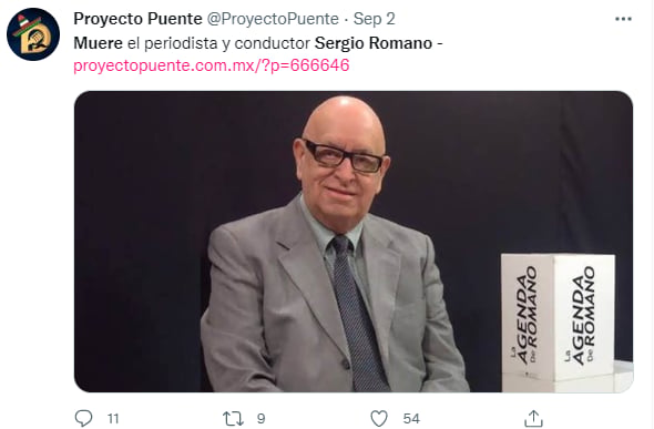 Sergio había fallecido dos semanas antes