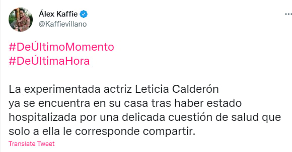 Aseguran que estaba delicada
