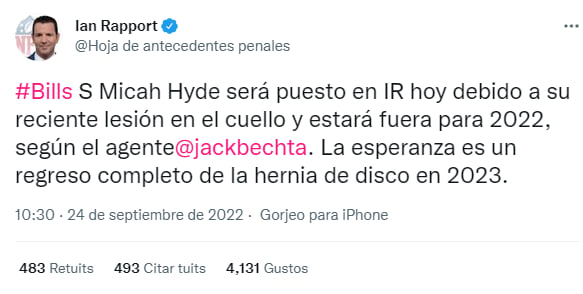 Micah Hyde Buffalo Bills: ¿Cómo ha estado el Safety?