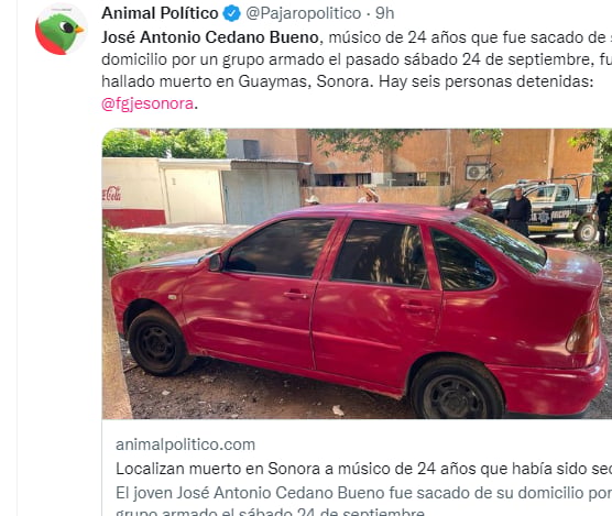 José Antonio Cedano Bueno: Otro musico fue asesinado meses atrás