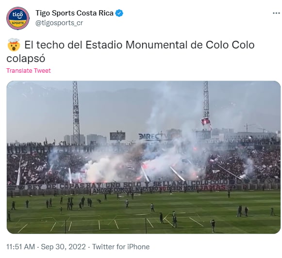 Hinchas hacen colapsar el techo