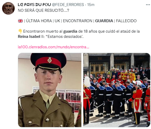 Un guardia de la reina tiene horrible final
