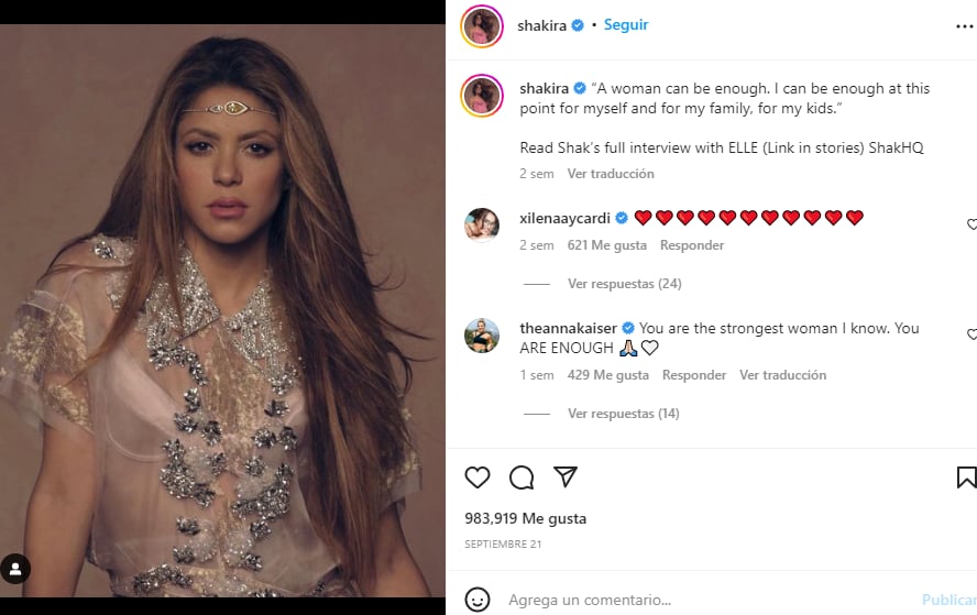 Shakira manda extraño mensaje