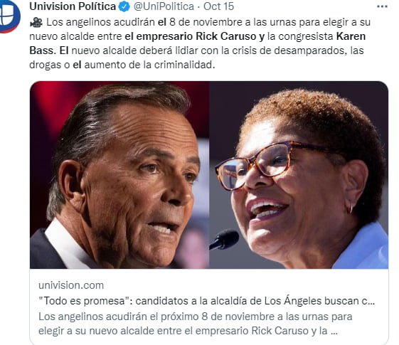 Alcaldía Los Angeles: Sólo 23,8 % creen que el manejo de la ciudad va en la dirección correcta.