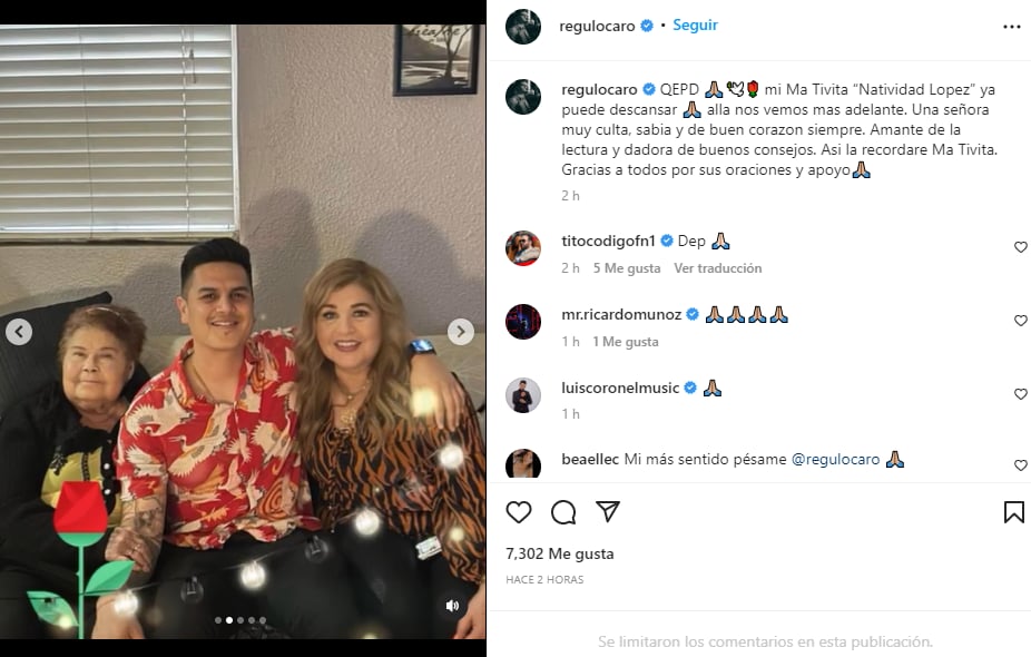 Régulo Caro de luto: Recibe apoyo de seguidores