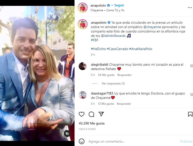 La Dra Polo Chayanne: "Su gran amigo."