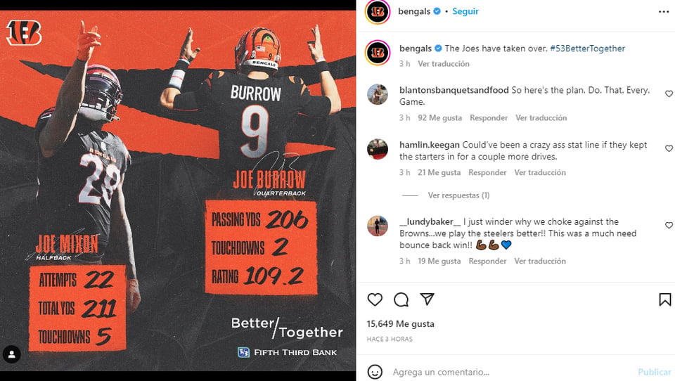 Mixon y Burrow: Una buena combinación